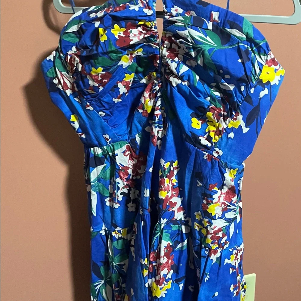 Anthropologie Blue Floral Mini Dress - Picture 3 of 6